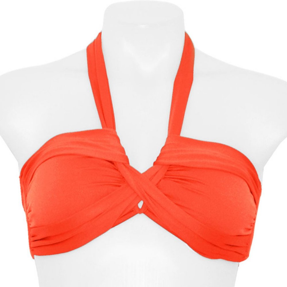Seafolly S10 Twist Bandeau Coral Bra Bikini Top - Picture 2 of 8